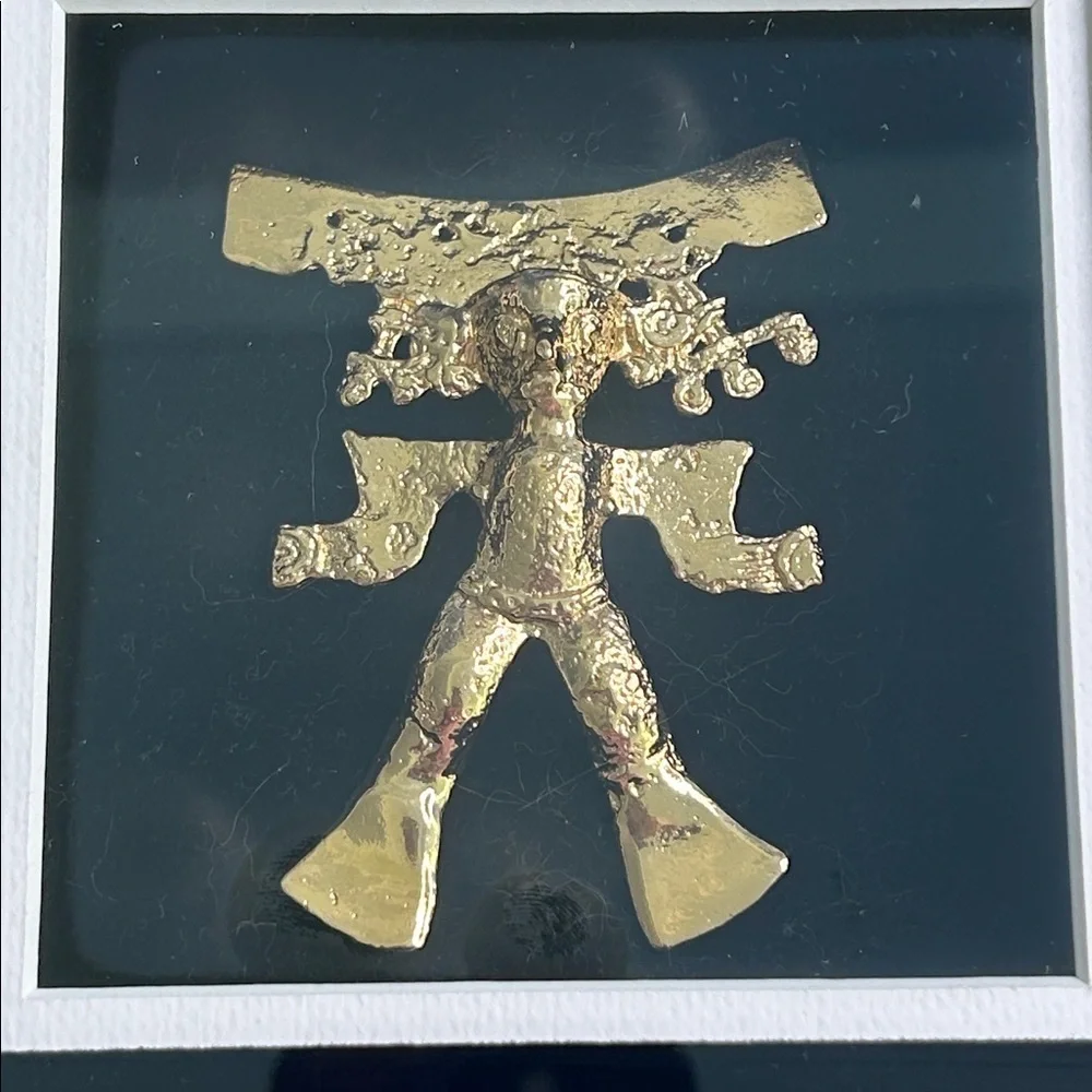 REPROSA 24K Gold On 925 Sterling Silver Vermeil Brooch Pendant Gold Framed